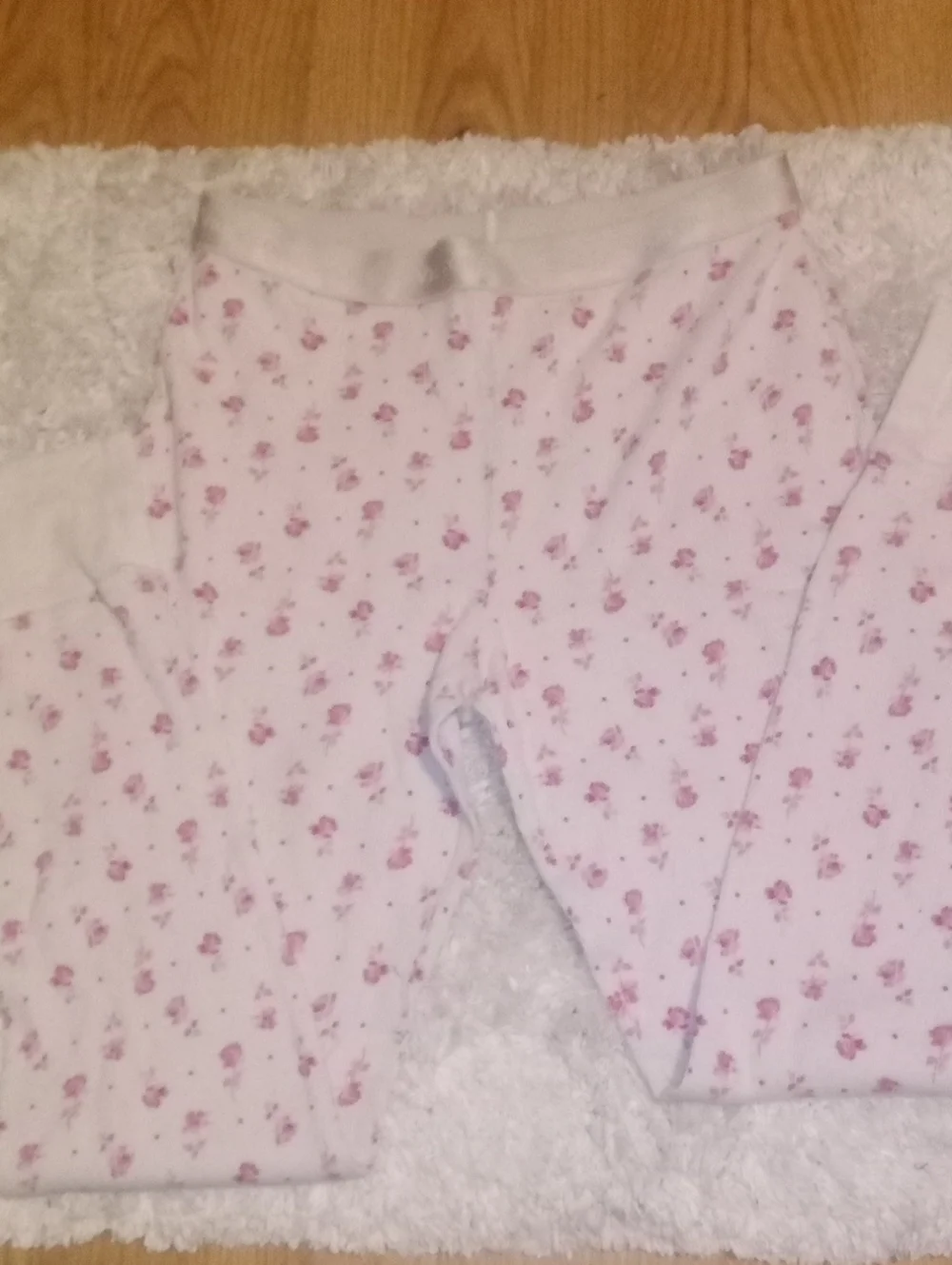 Victoria's Secret White and Pink Floral Pajama Bottoms